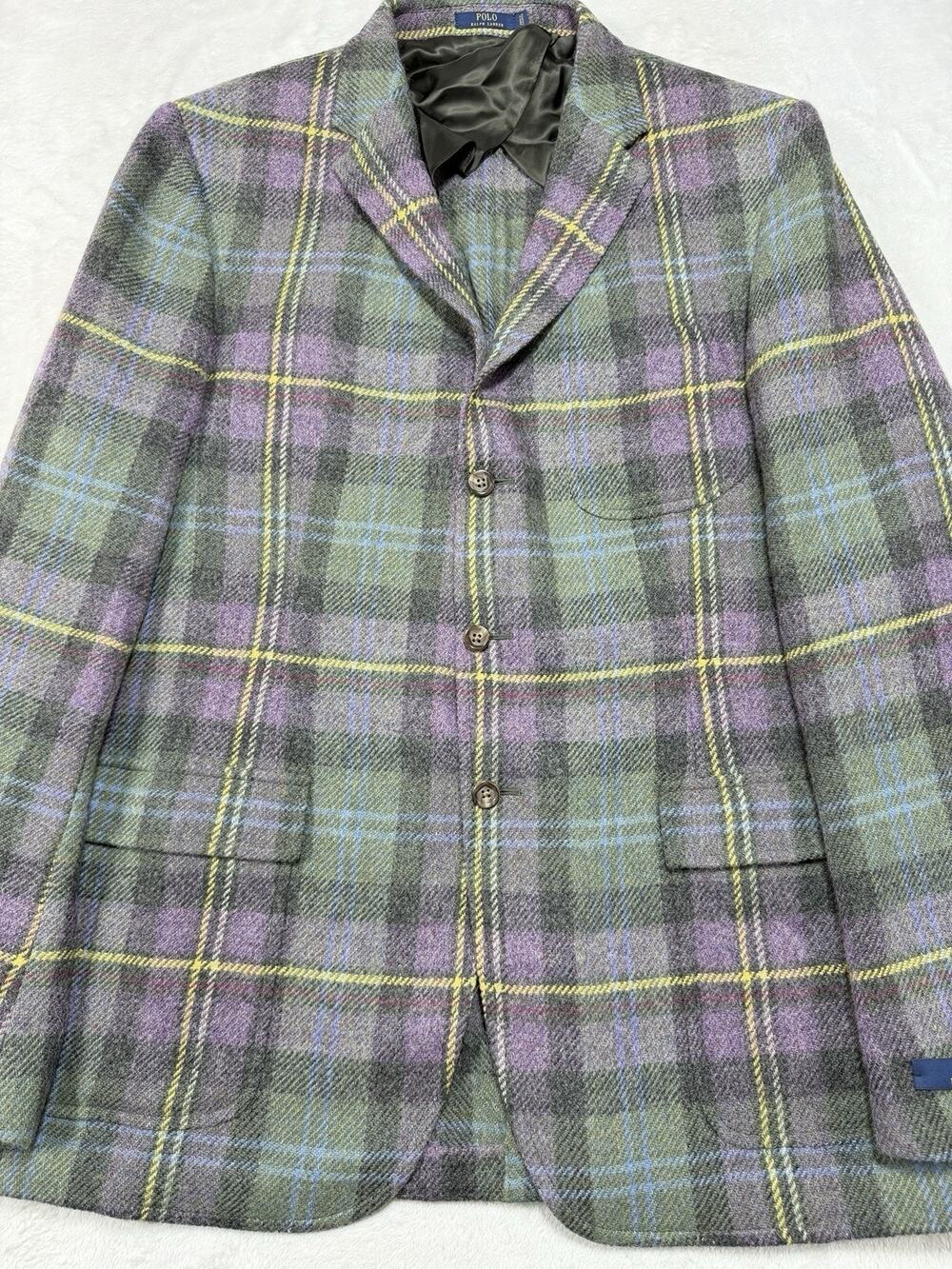 NWOT Polo Ralph Lauren Corneliani Wool Alpaca Tweed Blazer Dark Academia Sz 48L